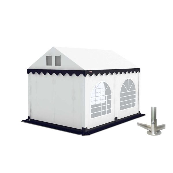 Partytent 3&times;4 m PVC | GRIZZLY GO-PRO | ARMORSHIELD&trade; 640 | Grondframe | Wit-Blauw