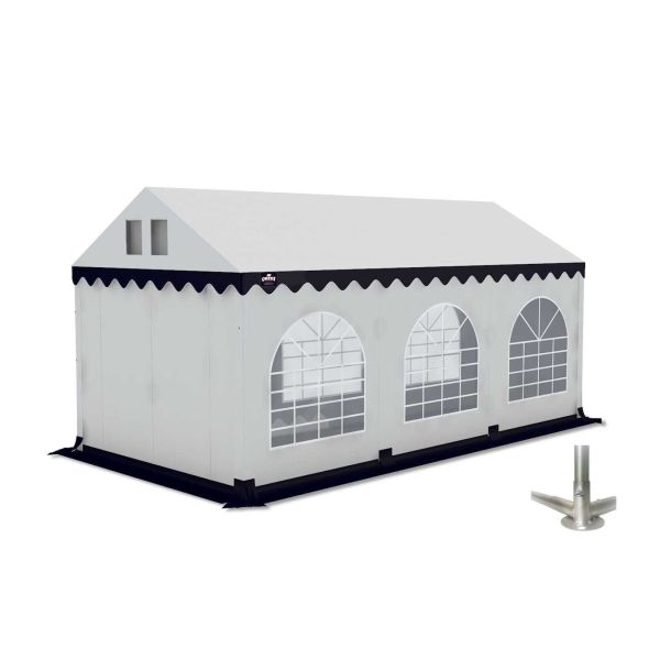 Partytent 3×6 m PVC | GRIZZLY GO-PRO | ARMORSHIELD™ 640 | Grondframe | Wit-Blauw