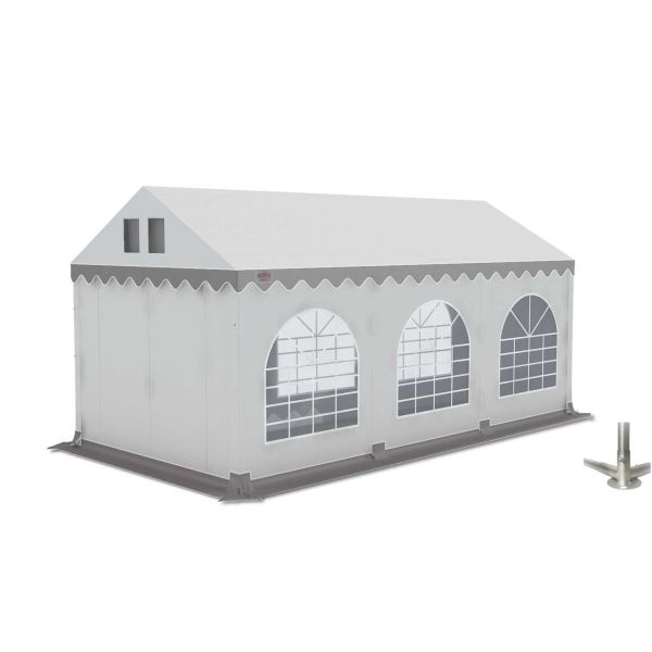 Partytent 3×6 m PVC | GRIZZLY GO-PRO | ARMORSHIELD™ 640 | Grondframe | Wit-Grijs