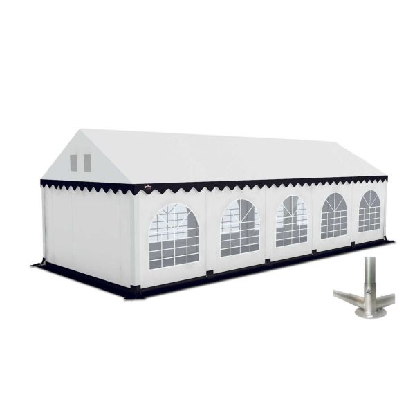 Partytent 4×10 m PVC | GRIZZLY GO-PRO | ARMORSHIELD™ 640 | Grondframe | Wit-Blauw