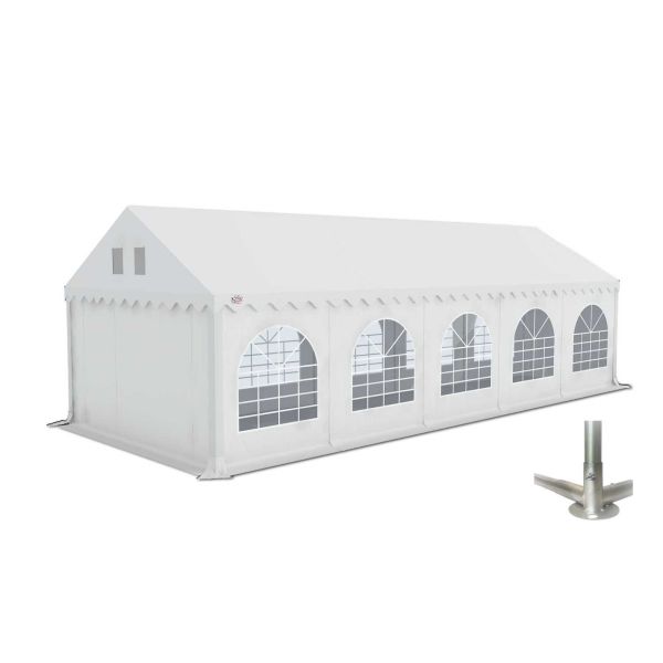 Partytent 4×10 m PVC | GRIZZLY GO-PRO | ARMORSHIELD™ 640 | Grondframe | Wit