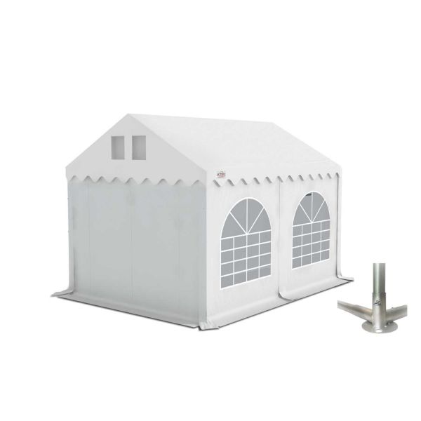 Partytent 4×4 m PVC | GRIZZLY GO-PRO | ARMORSHIELD™ 640 | Grondframe | Wit