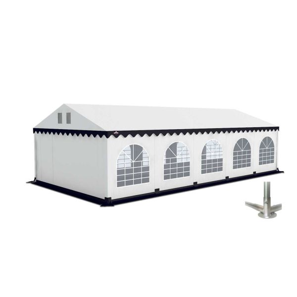 Partytent 5×10 m PVC | GRIZZLY GO‑PRO ARMORSHIELD™ 640 | Grondframe | Wit-Blauw 