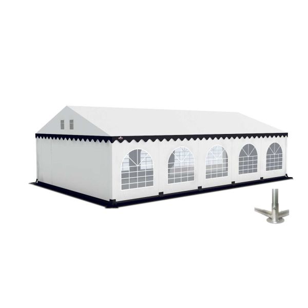 Partytent 6×10 m PVC | GRIZZLY GO-PRO | ARMORSHIELD™ 640 | Grondframe | Wit-Blauw
