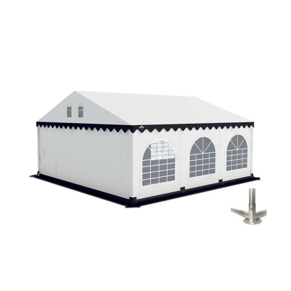 Partytent 6×6 m PVC | GRIZZLY GO-PRO | ARMORSHIELD™ 640 | Grondframe | Wit-Blauw