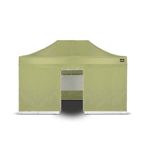 Grizzly Outdoor GO-UP Wand 4,5 m Olivijn Zand – Met Ingang (Deurwand)