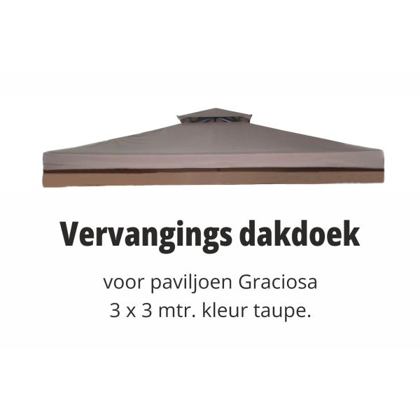 Graciosa 3x3 meter vervangdak Taupe