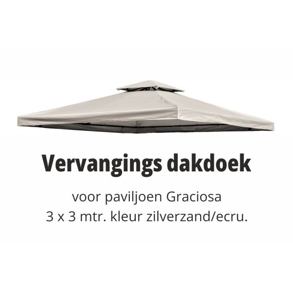 Graciosa 3x3 m vervangdak Zilverzand/Ecru