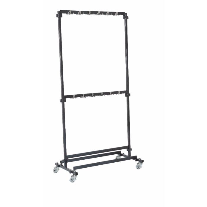 jassenrek op wielen, zwart, metalen hangers