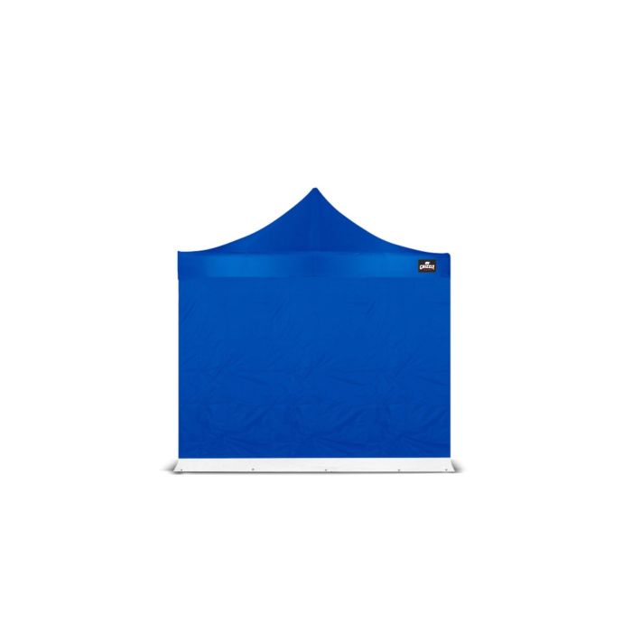 Zijwand 3 meter blauw. Tochtflap is wit gekleurd.