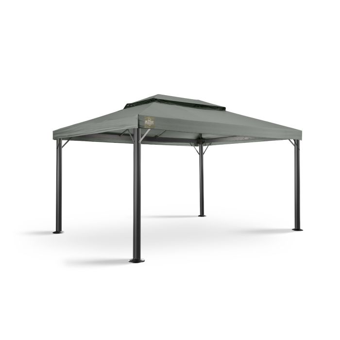 Het Grizzly Europe paviljoen 3x4 meter zonder zijwanden bestaat uit het frame en het dak (inclusief windvanger). Op iedere hoek zitten twee schoren om te zorgen dat het paviljoen steviger staat.