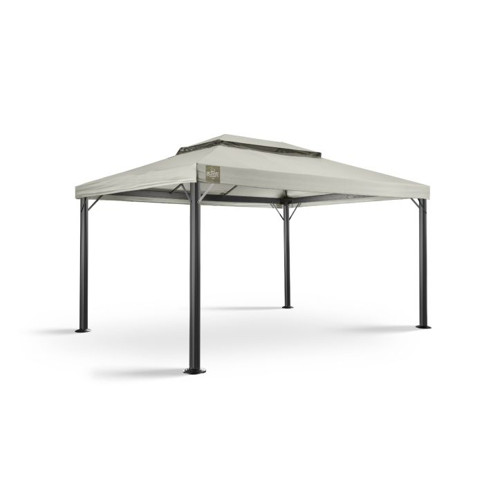Het Grizzly Europe paviljoen 3x4 meter zonder zijwanden bestaat uit het frame en het dak (inclusief windvanger). Op iedere hoek zitten twee schoren om te zorgen dat het paviljoen steviger staat.