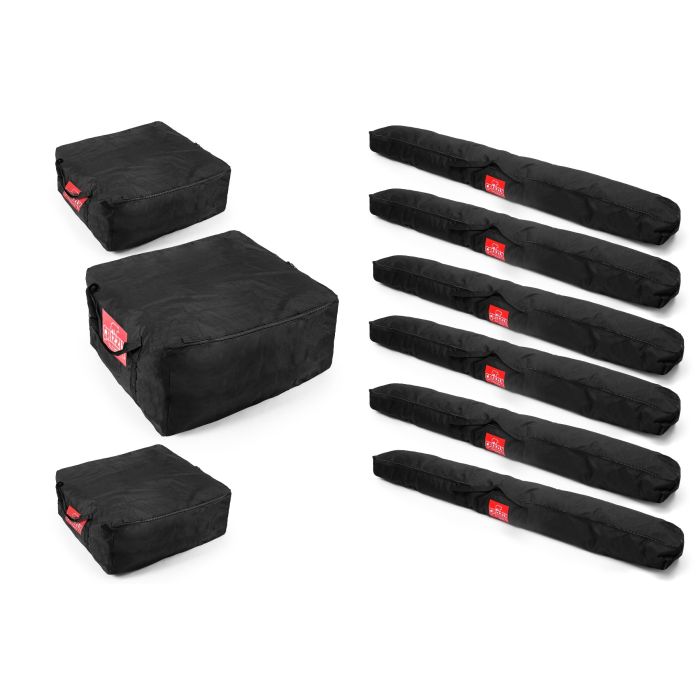 Tassenset voor 6x10 partytent. Bevat: 2x 70x70cm tas. 1x 90x90cm tas. 6x 220cm tas.