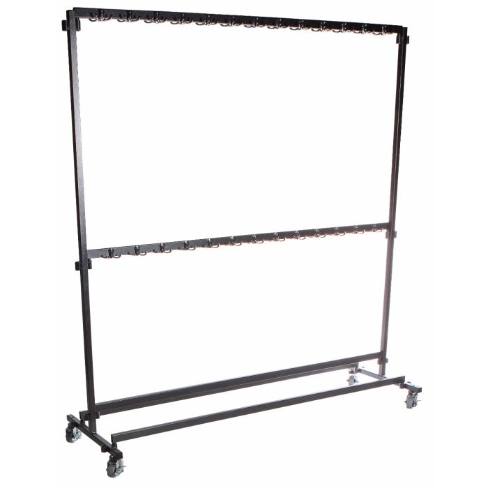 jassenrek op wielen, 2m, zwart, metalen hangers