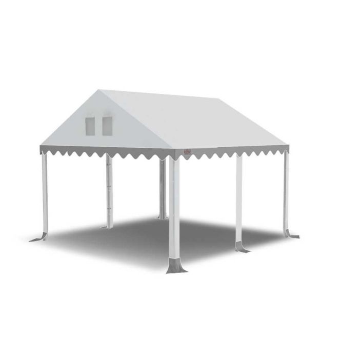 Dit dakdoek is brandvertragend gecertificeerd, heeft koperen zeilringen in het dak zitten en is volledig gemaakt van waterdicht pvc.