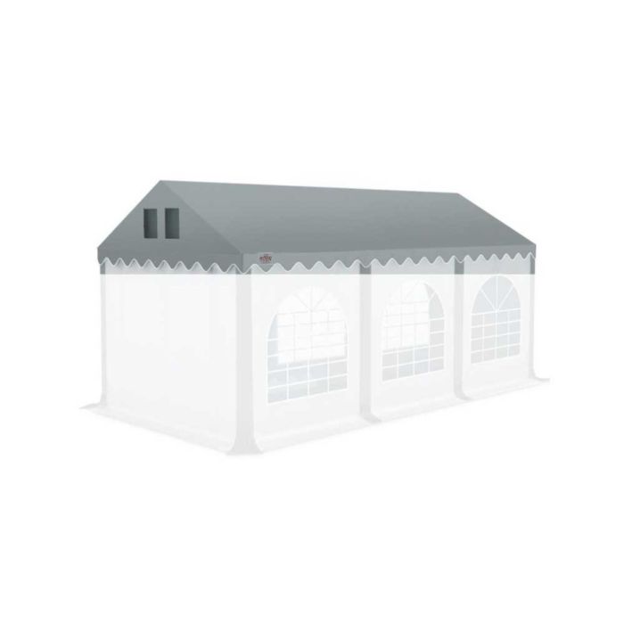Dit dakdoek is brandvertragend gecertificeerd, heeft koperen zeilringen in het dak zitten en is volledig gemaakt van waterdicht pvc.