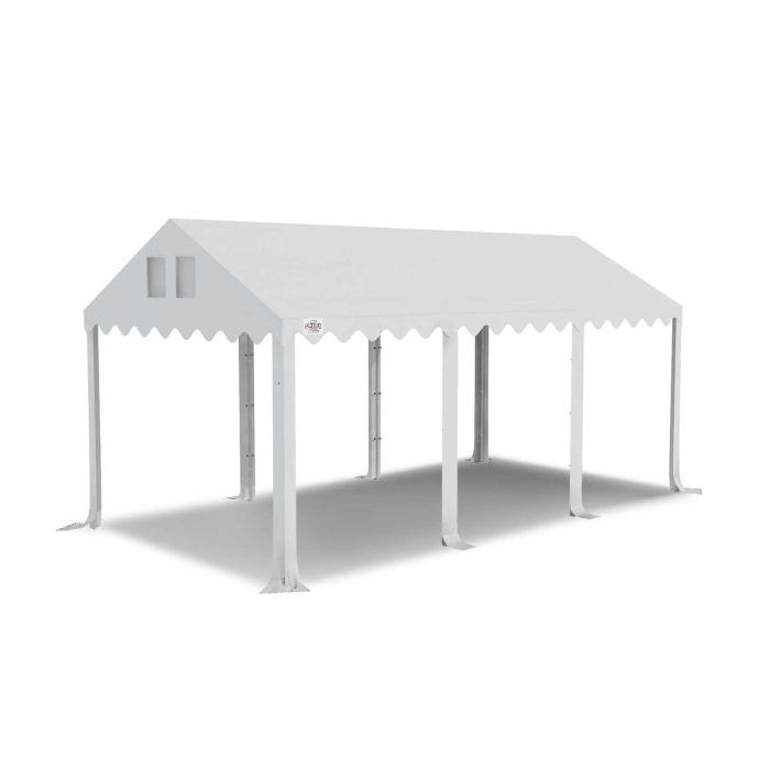 Dit dakdoek is brandvertragend gecertificeerd, heeft koperen zeilringen in het dak zitten en is volledig gemaakt van waterdicht pvc.