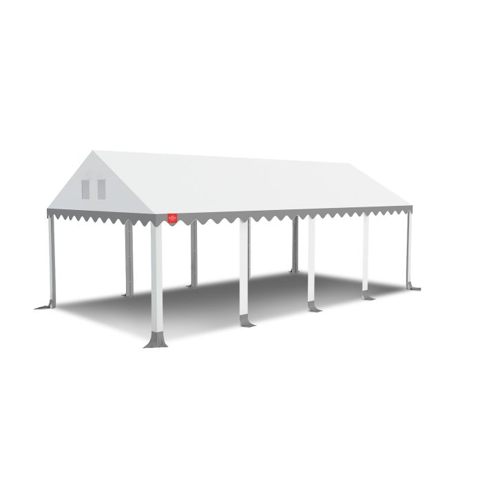 Dit dakdoek is brandvertragend gecertificeerd, heeft koperen zeilringen in het dak zitten en is volledig gemaakt van waterdicht pvc.