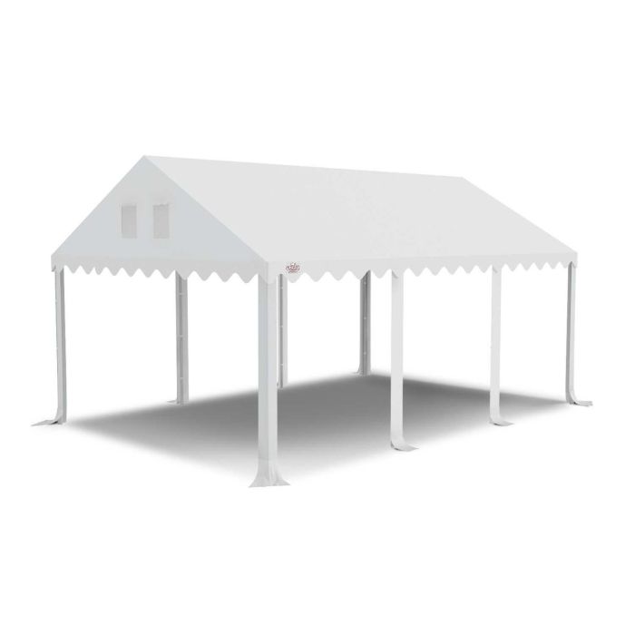 Dit dakdoek is brandvertragend gecertificeerd, heeft koperen zeilringen in het dak zitten en is volledig gemaakt van waterdicht pvc.