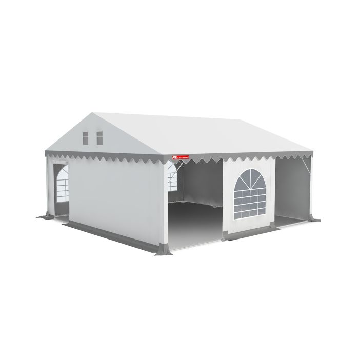 Kops paneel met ingang voor Partytent PVC, De ingang is open te ritsen en onderin bevat de ingang een tochtflap.