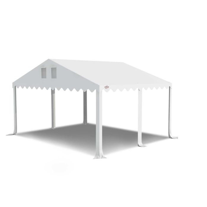 Dit dakdoek is brandvertragend gecertificeerd, heeft koperen zeilringen in het dak zitten en is volledig gemaakt van waterdicht pvc.