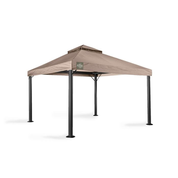 Dit 3.5x3.5 Grizzly Europe paviljoen heeft bij elke poot twee schoren zitten om ervoor te zorgen dat het paviljoen een stuk steviger is. Ook zorgen de ronde poten voor meer stevigheid.