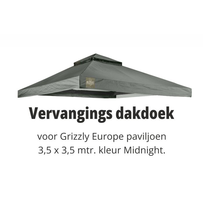 Vervangings dakdoek voor Grizzly Europe paviljoen 3,5x3,5 meter Midnight