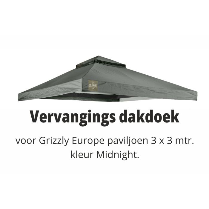 Vervangings dakdoek voor Grizzly Europe paviljoen 3x3 meter Midnight