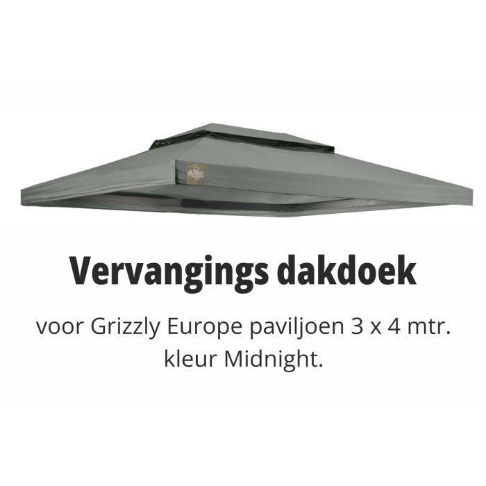 Vervangings dakdoek voor Grizzly Europe paviljoen 3x4 meter Midnight