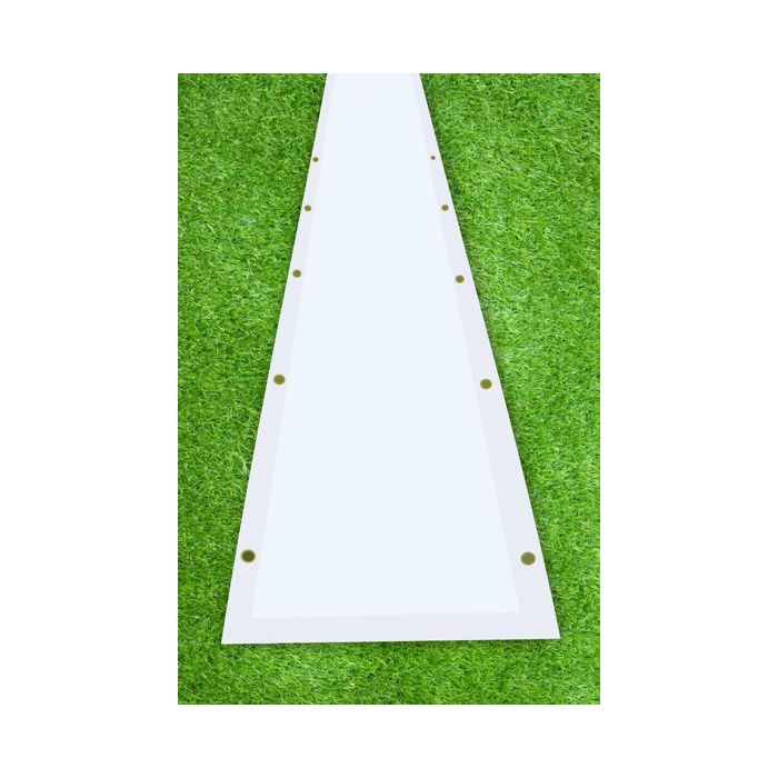 regengoot van 12 meter voor de grizzly outdoor pvc partytent. allebei de kanten hebben ringen om deze vast te zetten aan een partytent of gevel.