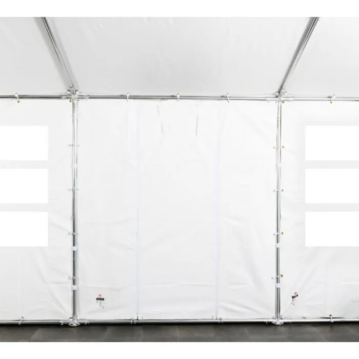 zijwand 2.20x2.00 meter wit met ingang dichtgeritst.
