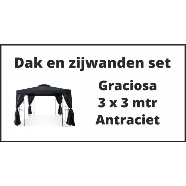 Graciosa 3x3 m Set Dak en zijwanden-Antraciet