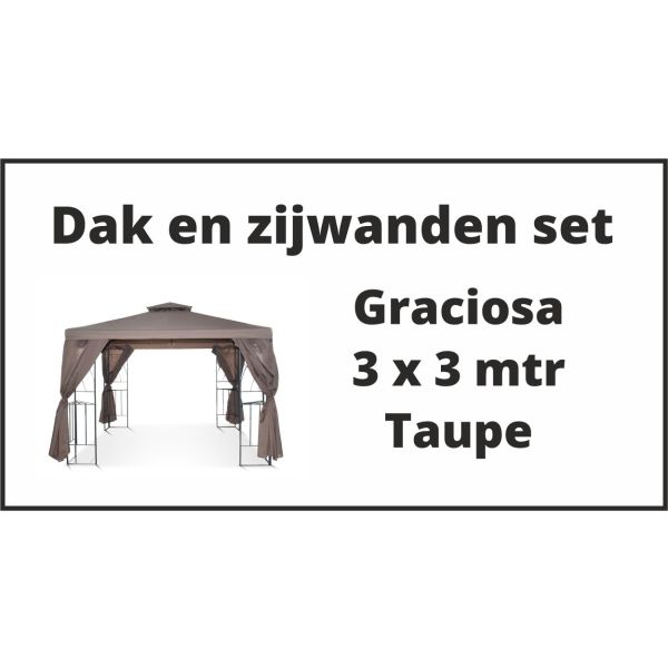 Graciosa 3x3 m Set Dak en zijwanden-Taupe