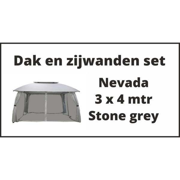Nevada 3x4 meter dak en zijwanden set stone grey