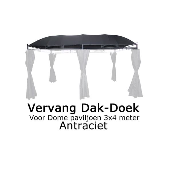 Vervang Dak-Doek voor Dome paviljoen 3x4 meter Antraciet
