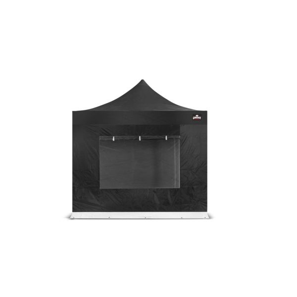 Zijwand 3 meter met raam zwart. Raam is af te dekken met oprolbaar doek.