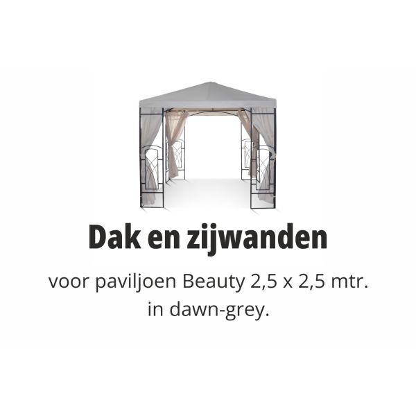 Beauty 2,5x2,5 m set dak en zijwanden grey dawn