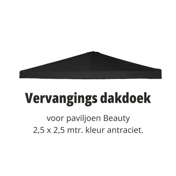 vervangings dakdoek voor beauty tuinpaviljoen 2,5x2,5 antraciet