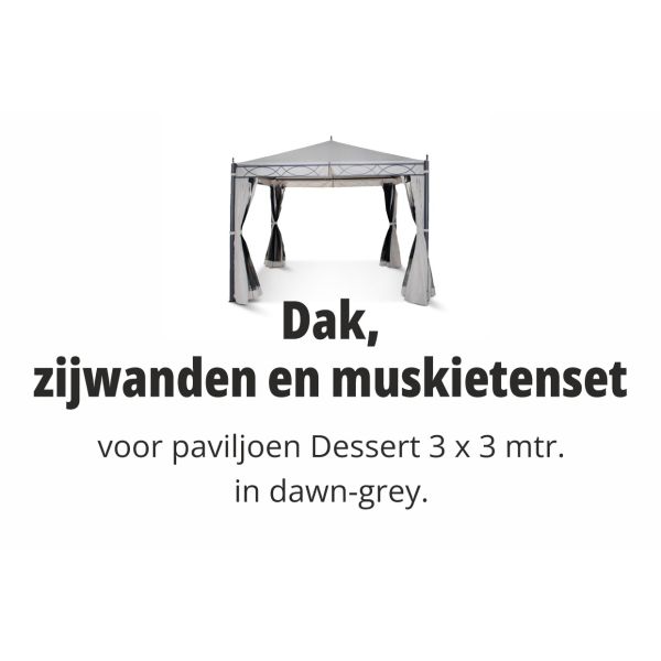 Dessert 3x3 m set dak en zijwanden grey dawn
