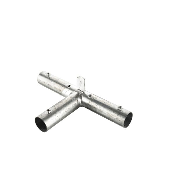 Dit koppelstuk is voor de 6 meter tent en is plat. Het onderdeel zit aan de uiteindes tussen het bovenste en onderste deel van het dak.